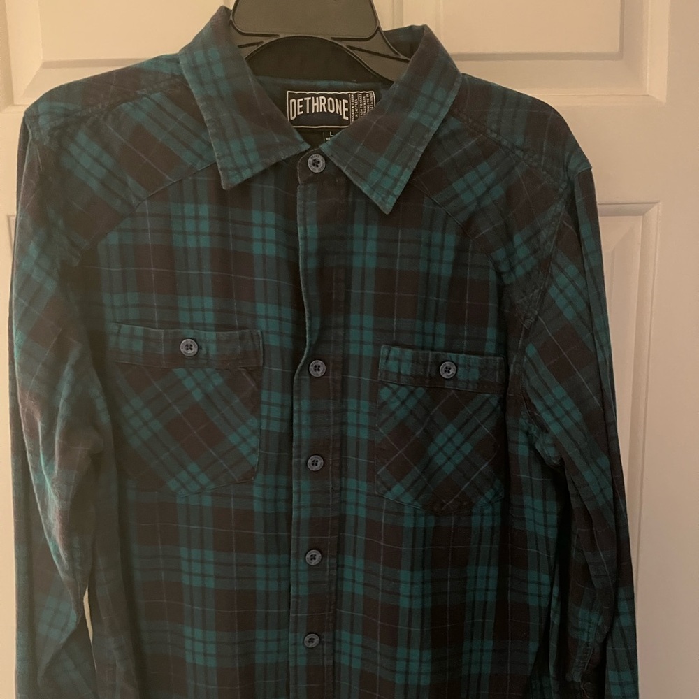 Dethrone Blue and Green Checkered Shirt - amazing